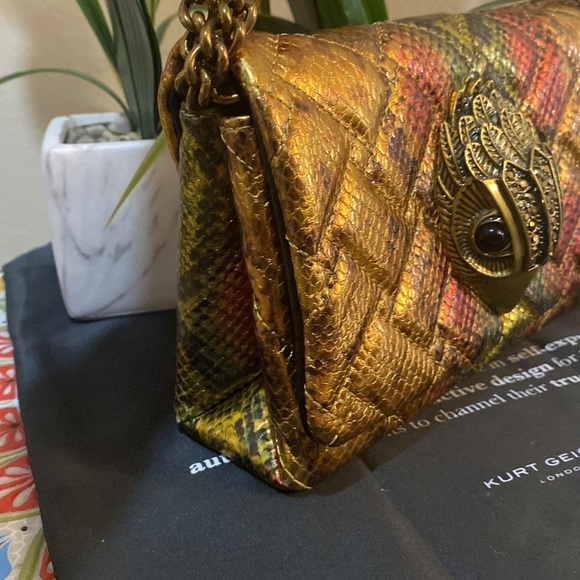 kurt Geiger London Mini Kensington Snake Embossed Leather Convertible Crossbody - Picture 9 of 13